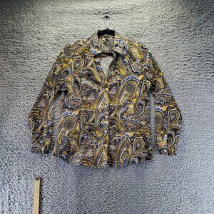 Jones New York Shirt Womens Large Multicolor Paisley Button-Up Long Sleeve